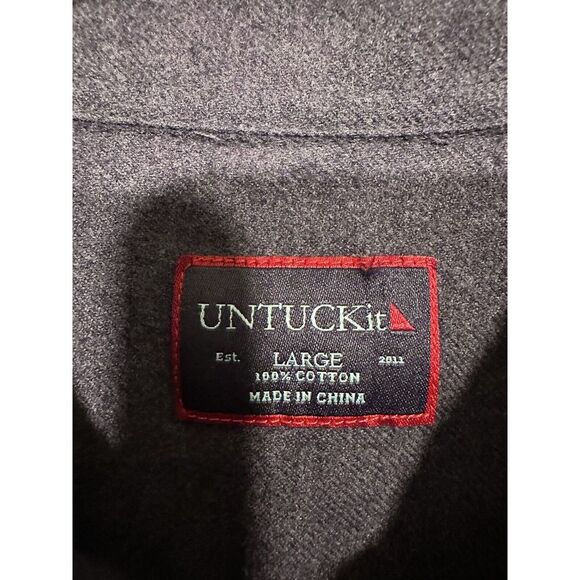 UNTUCKit Men's‎ Long Sleeve Button Up Shirt Wrinkle Free Large Purple Grey Solid - Picture 3 of 7
